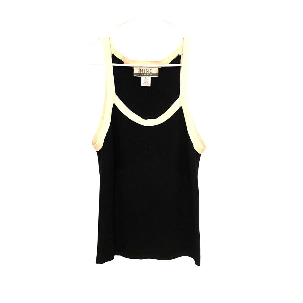 Nine & Co vintage silk sweater vest tank top black babydoll y2k fitted Large